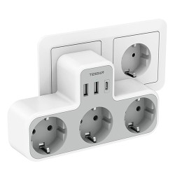 ΠΟΛΥΜΠΡΙΖΟ ΤΟΙΧΟΥ ΜΕ 3 SCHUKO & 2 USB & 1 TYPE C